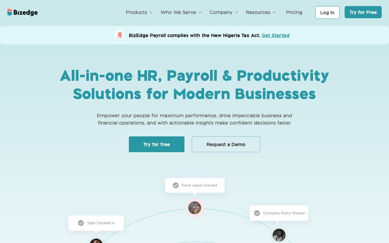 BizEdge HR and Payroll platform dashboard